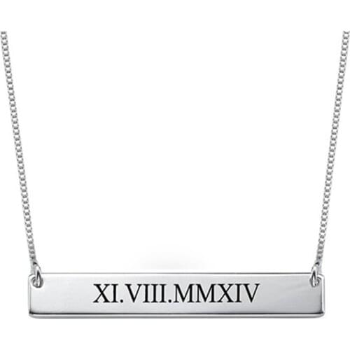 AIYANISHI 925 Sterling Silver Bar Engrave Pendant Necklaces 3 Colors Custom Nameplate Letter Necklaces For Personalized Gifts