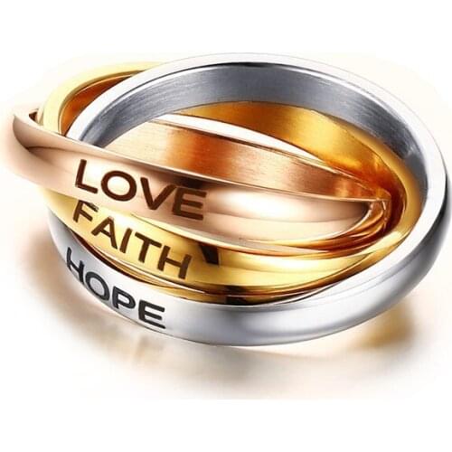 CANZE New Fashion Three Circles Three-color Ring Titanium Steel R-054 Men Women Rings Jewelry