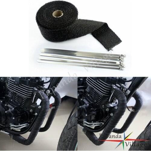 Papanda Black Fiberglass 5 Meters Motorcycles Motorbike Exhaust Muffler Pipe Wrap Universal Header Heat Roll Wraps