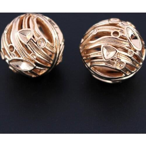 Zinc Metal Alloy Spacer Beads High Quality Silver Gold Color Round ball Hollow Pattern Hole 1.5mm Beads for DIY European Charms