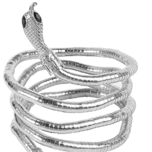 Statement Wide Snake Bracelet Crawling Serpent Bangle Jewelry Open Cuff Crystal-eyed Animal Halloween Adjustable Snake KL49FI-0F