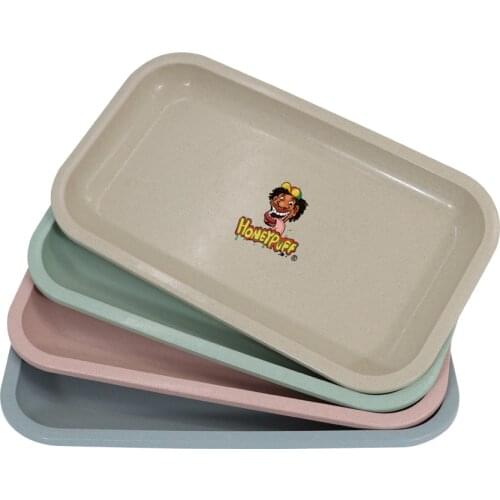 HONEYPUFF Large Acrylic Rolling Tray Unique Biodegradable Plastic Rolling Trays Travel-Friendly Light Weight