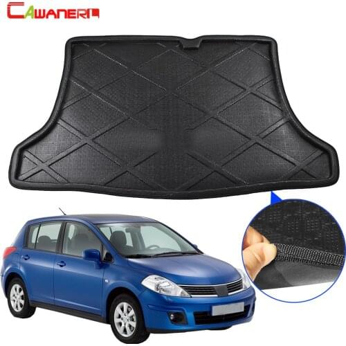 Cawanerl Car Tail Trunk Mat Tray Boot Liner Floor Cargo Kick Mud Carpet Pad For Nissan Tiida Pulsar C13 2014 2015 2016 2017 2018