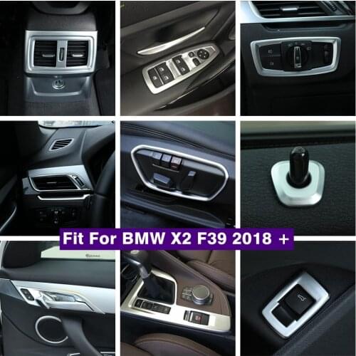 Lapetus Matte Interior Refit Kit For BMW X2 F39 2018 - 2020 Door Handle Bowl / Air AC Panel / Gear Box / Head Lamps Cover Trim