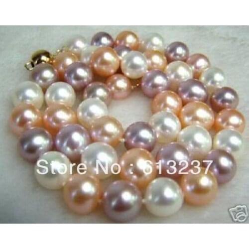 New fashion 8mm multicolor shell simulated-pearl round beads hot sale pretty women chains necklaces elegant gifts 18inch MY2038