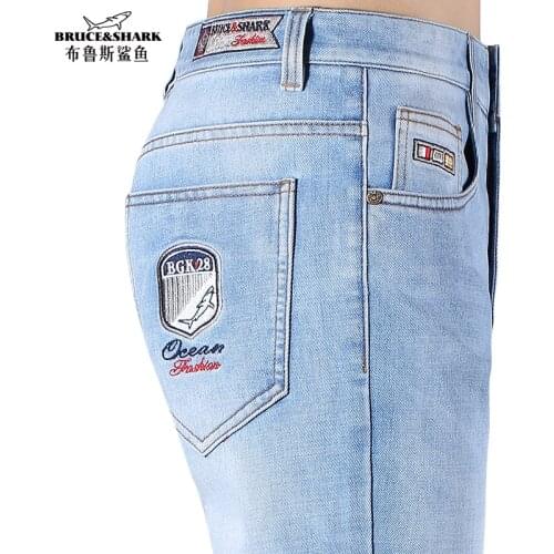 New Winter Men Jeans Bruce& Shark Straight Leg Casual Fashion Youth Trend Stretching Cotton Jeans Men Top quality мужские джинс