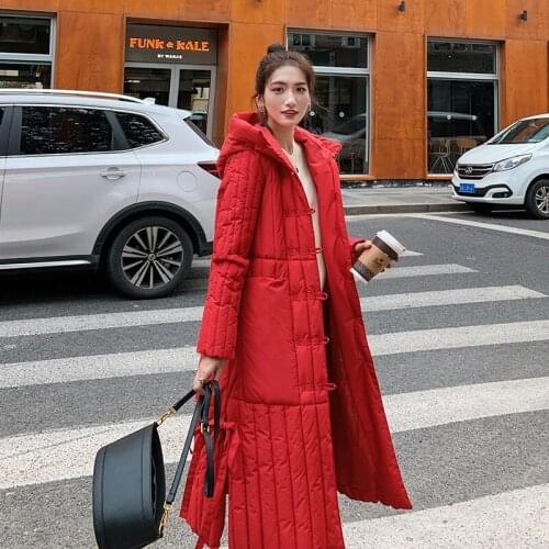 2021 Womens Parkas Plus Size Women Winter X-Long Jacket Single Breasted Solid Female Cold Coat Hooded Stand Collar Casual Thick