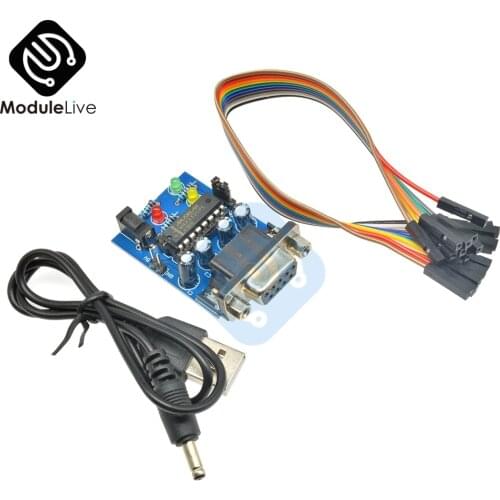 RS232 To TTL Converter Module Board COM Serial MAX232 MAX232CPE Transfer Chip ATMEGA16 LED Light Power RXD TXD Diy Kits