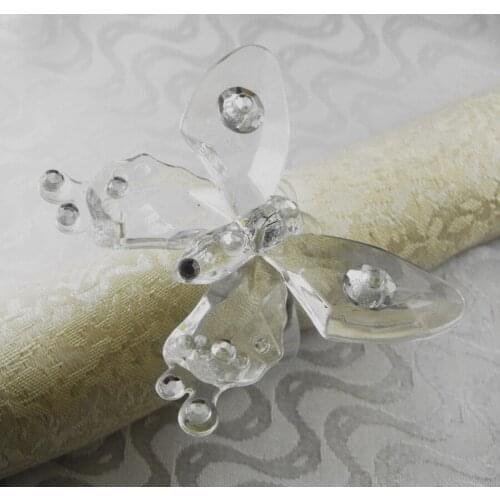 Clear crystal butterfly decoration napkin ring ,bulk wedding napkin holder