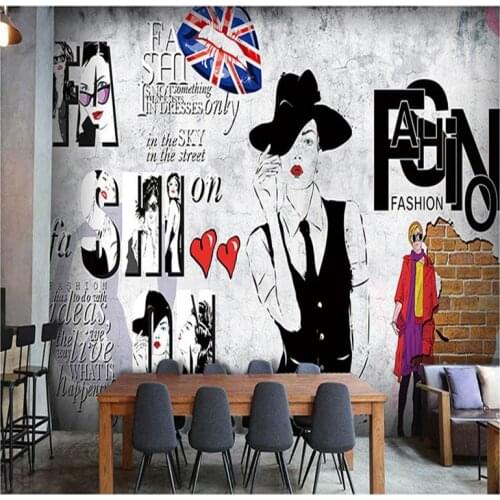 Drop Shipping photo Wallpaper Europe United States Hand Painted Personality Wallpaper Beauty Fashion Clothing Store Beauty Shop