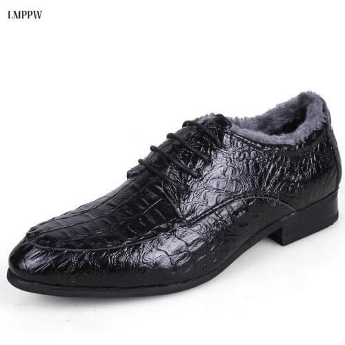 Big Size 36-50 Luxury Fashion Leather Mens Business Casual Shoes Crocodile Pattern Winter Warm Shoes Comfortable Dress Shoes2