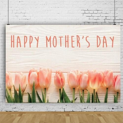 Happy Mothers Day and Beautiful Tulips Backdrop Photography Background Baby Shower Celebration Photo Booth Studio Decor
