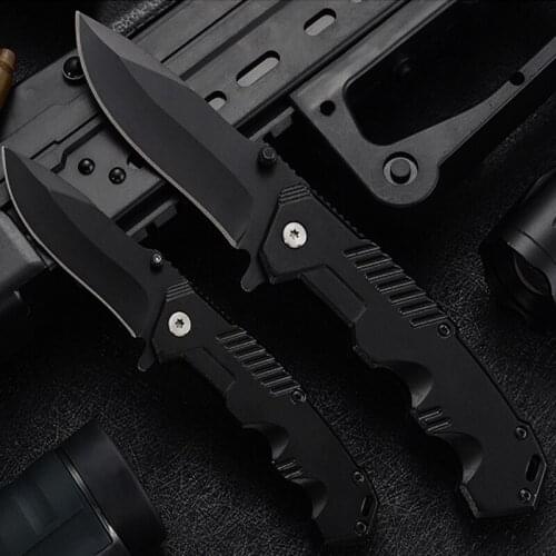 Hot Sale Black 9CR18MOV steel outdoor folding knife portable pocket knife quickly opens sharp outdoor rescue knives EDC tool