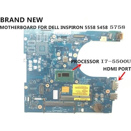 BRAND NEW AAL10 LA-B843P CN-0RC3PN RC3PN LAPTOP MOTHERBOARD FOR DELL INSPIRON 5458 5558 5758 NOTEBOOK I7-5500U HDMI PORT