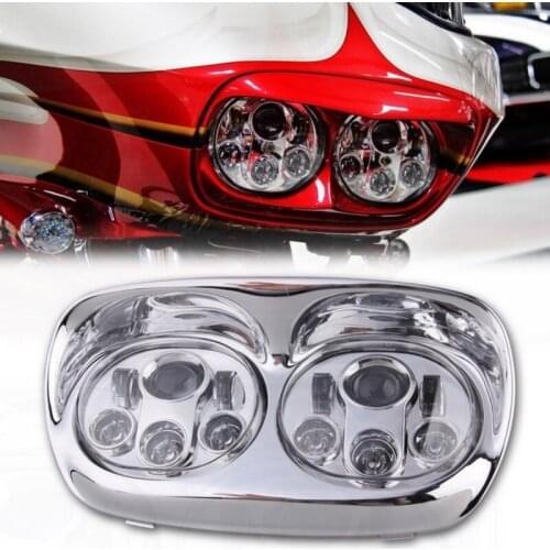 5.75" Motorcycle Dual LED Projector Headlight 90W Hi/Lo Beam Headlamp Assembly for 2004 - 2013 Road Glide Complete Kit