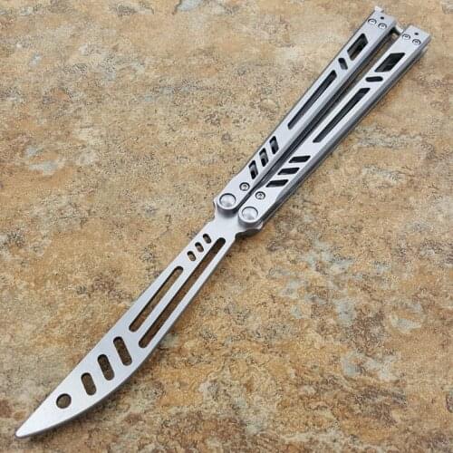 Barebones Butterfly in knife trainer knife pure steel 440C blade handle CNC hunting tactical folding pocket knife