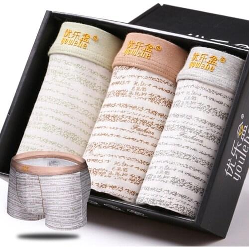 3PCS/Lot Man Striped Soft Underwear Mens Breathable Cotton Underpants Plus size L,XL,XXL,XXXL Male Boxer Shorts Sexy Boxers