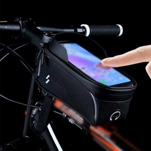 Bicycle Frame Phone Bag 1.7L Outdoor Bike Frame Front Pouch Touch Screen Cycling Organizer Holder