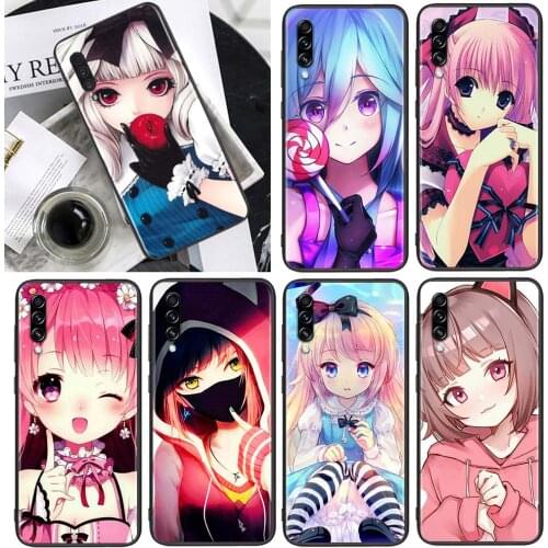 Japanese Cute Anime Girl for Samsung Galaxy A90 A80 A70 A60 A50 A40 M30 A20E A2Core A10S A10E Soft Black Phone Case
