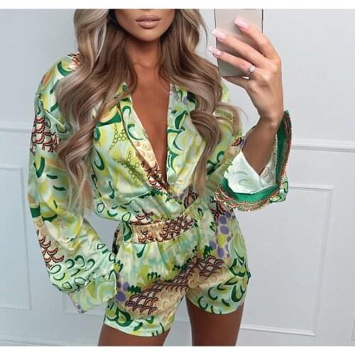 Summer New Style Women Print Y2K Blouses Top Shirts And Mini Shorts Set Long-Sleeved Party Sexy Two Piece Sets Casual Outfits