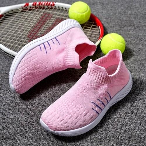 Womens shoes hot sale knitted socks sports shoes spring and summer flat shoes ladies loafers flat bottom size 36-42
