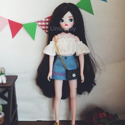 1Pcs 1/6 Dolls Casual Denim Skirt Off Shoulder T-shirts for Blyth, Licca, Azone, Redberry Doll Clothes Outfits Accessories