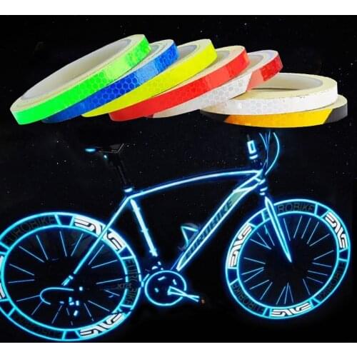 1pcx8m Bicycle Reflective Sticker Wheel Sticker Fluorescent Tape Car Reflective Sticker Motorcycle Bike Reflector Safety Warning