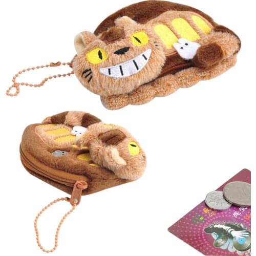 10*15cm Cartoon Anime My Neighbor Totoro Bus Plush Pendnats Doll Toy Keychain Coin Bag birthday best gift for kids