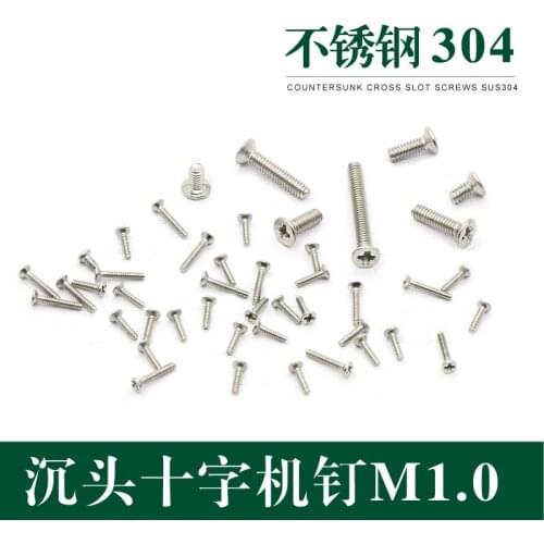100Pcs M1x(3/4/5/6/7/8/10mm) Stainless steel Phillips Countersunk head screw cross bolts Precision miniature screws GB819 TOP