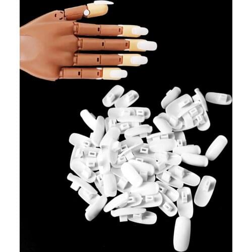 100pcs Professional False Nail Practice Joint Manicure Tablet Curved Manipulator Replacement Nails Finger Model Training Display