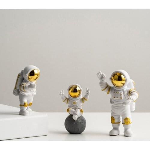 3pcs Astronaut Figurine, PVC Spaceman Statue Decor Model Ornament Car Home Office Interior Figure Party Cake Topper