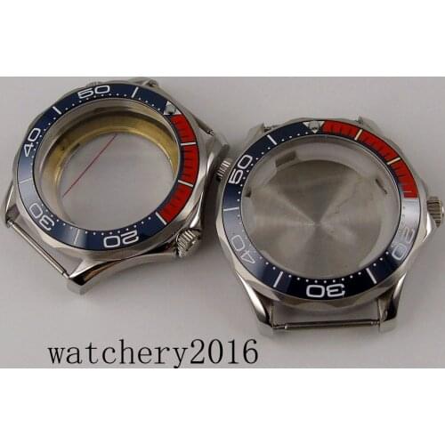 41mm Sapphire Glass Rotating Ceramic insert Bezel Watch Case Solid/seeing case Back fit for NH35 Nh36 miyota 8215 Movement