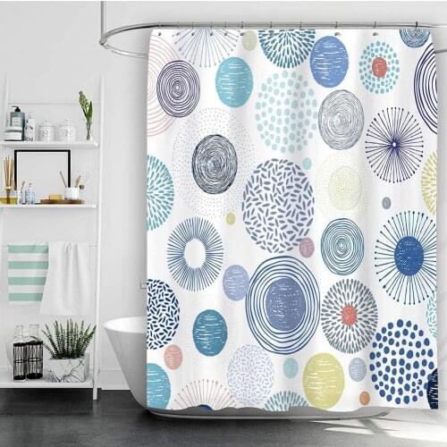 71x71inch Colorful Circle Print Bath Shower Curtain Home Bathroom Decor Shower Curtain