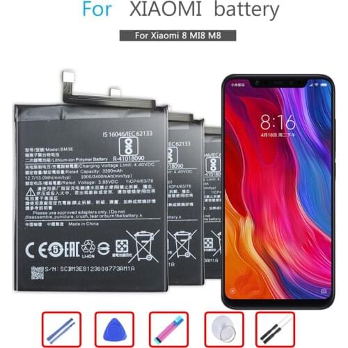 BM3E Mobile Phone Battery for Xiaomi Mi 8 Mi8 M8 Replacement Battery BM3E 3400mAh
