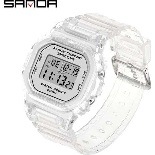 SANDA Brand Sport Watch Women Transparent strap LED Digital Clock Fashion Ladies Electronic Watch Reloj Mujer Relogio Feminino