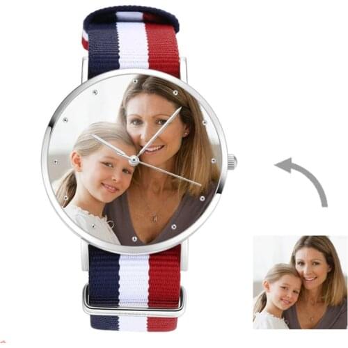 Unisex Engraved Photo Watch Color Nylon Strap 40mm,Personalized Photo Watch,Custom Photo Watch,Personalized Custom Watch