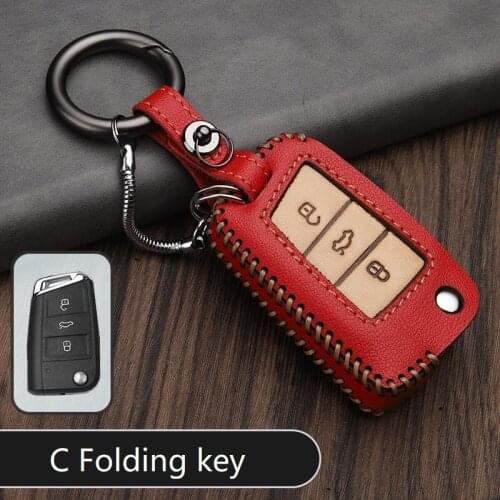 Genuine Leather Key Skin car key Case Cover For Volkswagen Polo Golf 7 Tiguan For Skoda Octavia Kodiaq Karoq For SEAT Ateca Leon