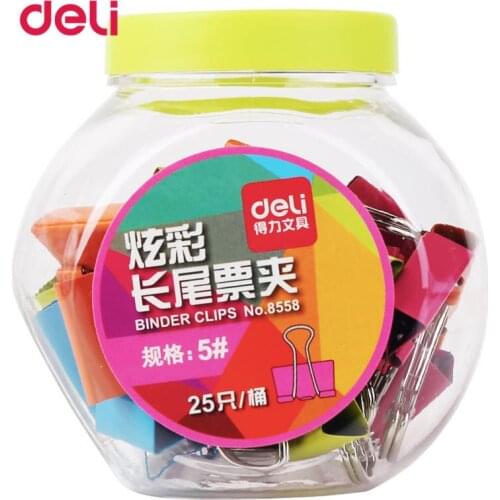 Deli 25 pcs A Pack Normal Metal Clip Cute 4 Colours Binder clips 60pcs A Barrels School Supplies Colorful Clips 8558 Paper Clips
