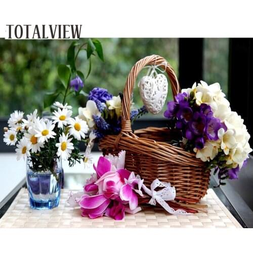 DIY Diamond Painting Cross Stitch Flower Baskets &Flower Vase Square Full Diamond Embroidery Floral Home Decoration
