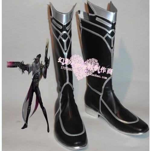 LOL Lucian Halloween Black Long Cosplay Shoes Boots H016