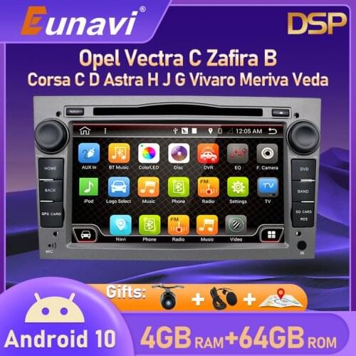 Eunavi 2 Din Android 10 Car DVD Radio For Opel Vauxhall Astra H G J Vectra Antara Zafira Corsa Vivaro Multimedia GPS Navigation