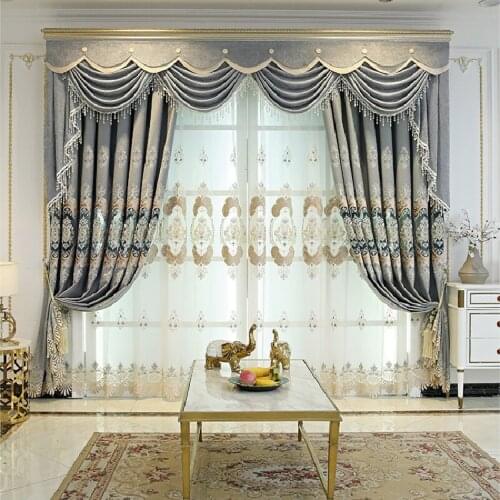 European Luxury Curtains for Living Room Bedroom Hollow Embroidery Villa Embroidered Curtain Valance Custom Classical Decoration