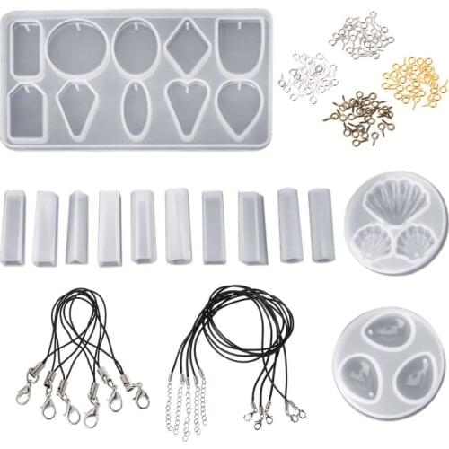 DIY Art Crafts Epoxy Mould Creative Pendant Chain Jewelry Shell Water Drop Shape Making Model Mold Handmade Parts Set Decoration