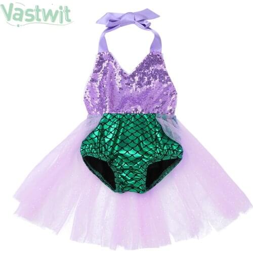 Baby Girls Sequins Mermaid Costume Summer Baby Tutu Rompers One-Pieces Toddler Kids Girl Romper Jumpsuit Sunsuit Outfits Costume