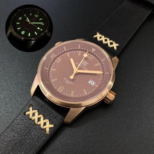 STEELDIVE top luxury brand men watch,mens automatic watches bronze mens mechanical wristwatch 200m waterproof C3 luminous clock