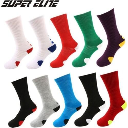 SUPER ELITE Men Cotton Basketball Long Sock Crew Work Walking Hiking Sport Sock Mens Running Durable Skateboard Socks