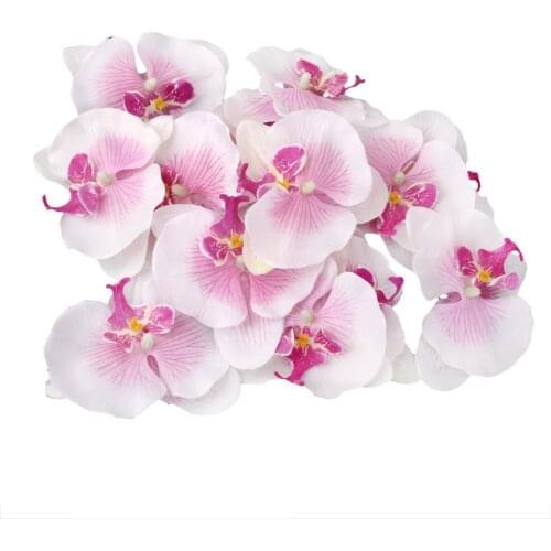 Lot of 20pcs 9cm Butterfly Orchid Flower Artificial Flower Head Decor for Wedding Barrette Accessory