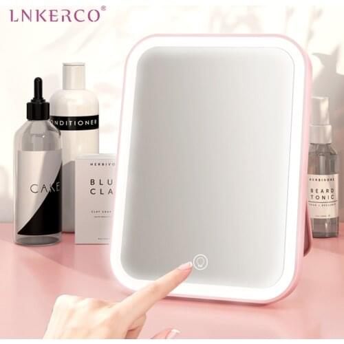 LED Desktop Makeup Mirror Illuminated Flexible Cosmetic Table Mirror With Adjustable Light 27/33 Touch Screen Foldable Portable
