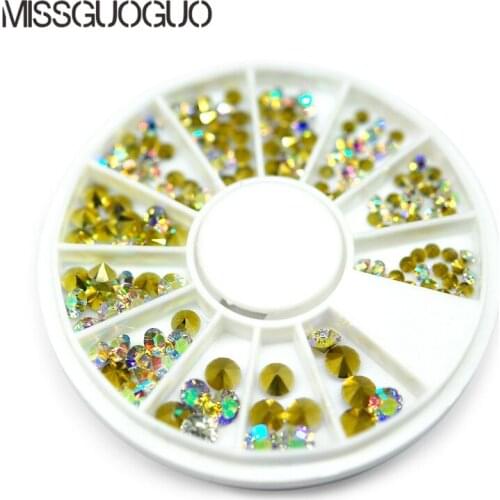 New arrival gold color nail art box for decorations Acrylic Nail Art Decoration Glitter Rhinestones Nail Tools