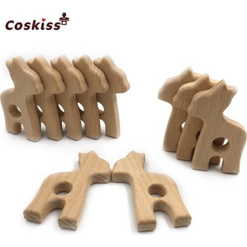 Organic Beech Wooden Giraffe Natural Handmade Wooden Teether DIY Wood Personalized Pendent Eco-Friendly Safe Baby Teether Toys